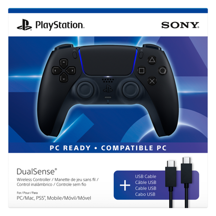 PLAYSTATION - Control inalámbrico PlayStation DualSense Midnight Black + cable USB para PC