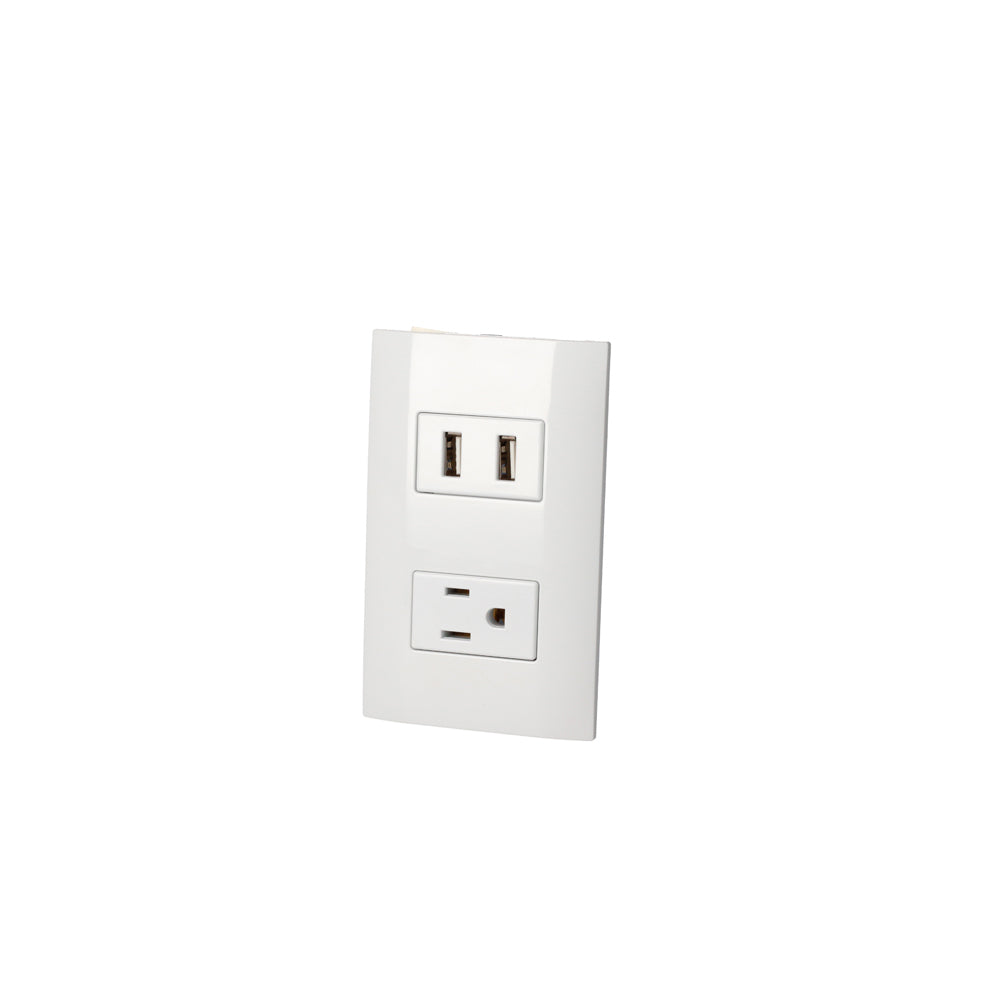 Surtek - Placa 1 cont 1 USB dob 1/3 bco