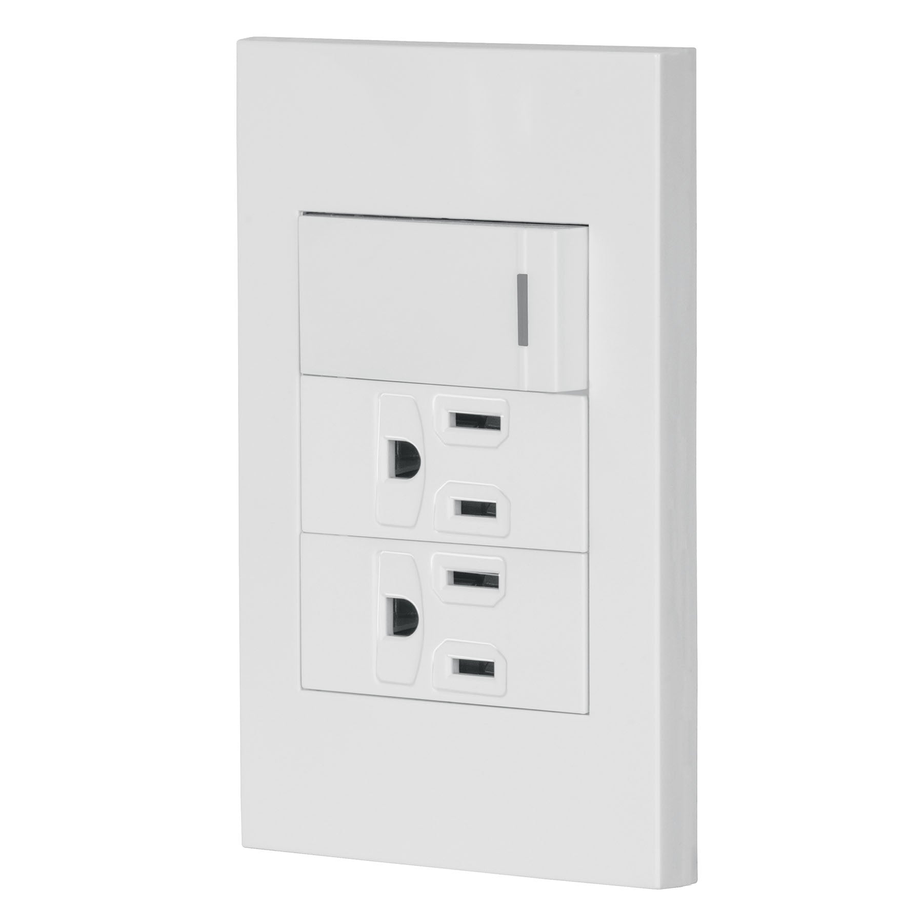 Placa armada 1 interruptor, 2 contactos,1mod,Espa–ola,blanco