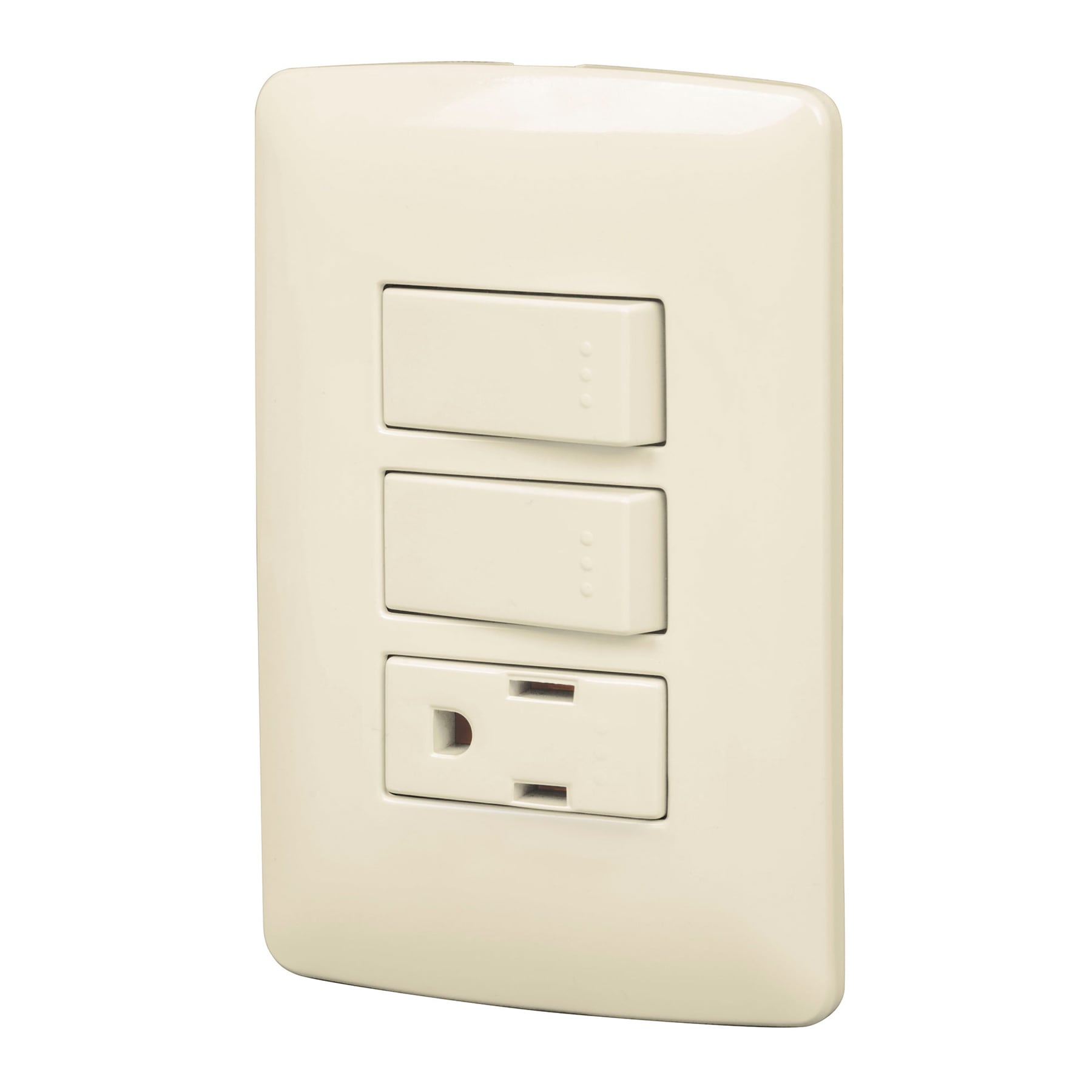 Placa armada contacto 2 interruptores,marfil, linea Italiana