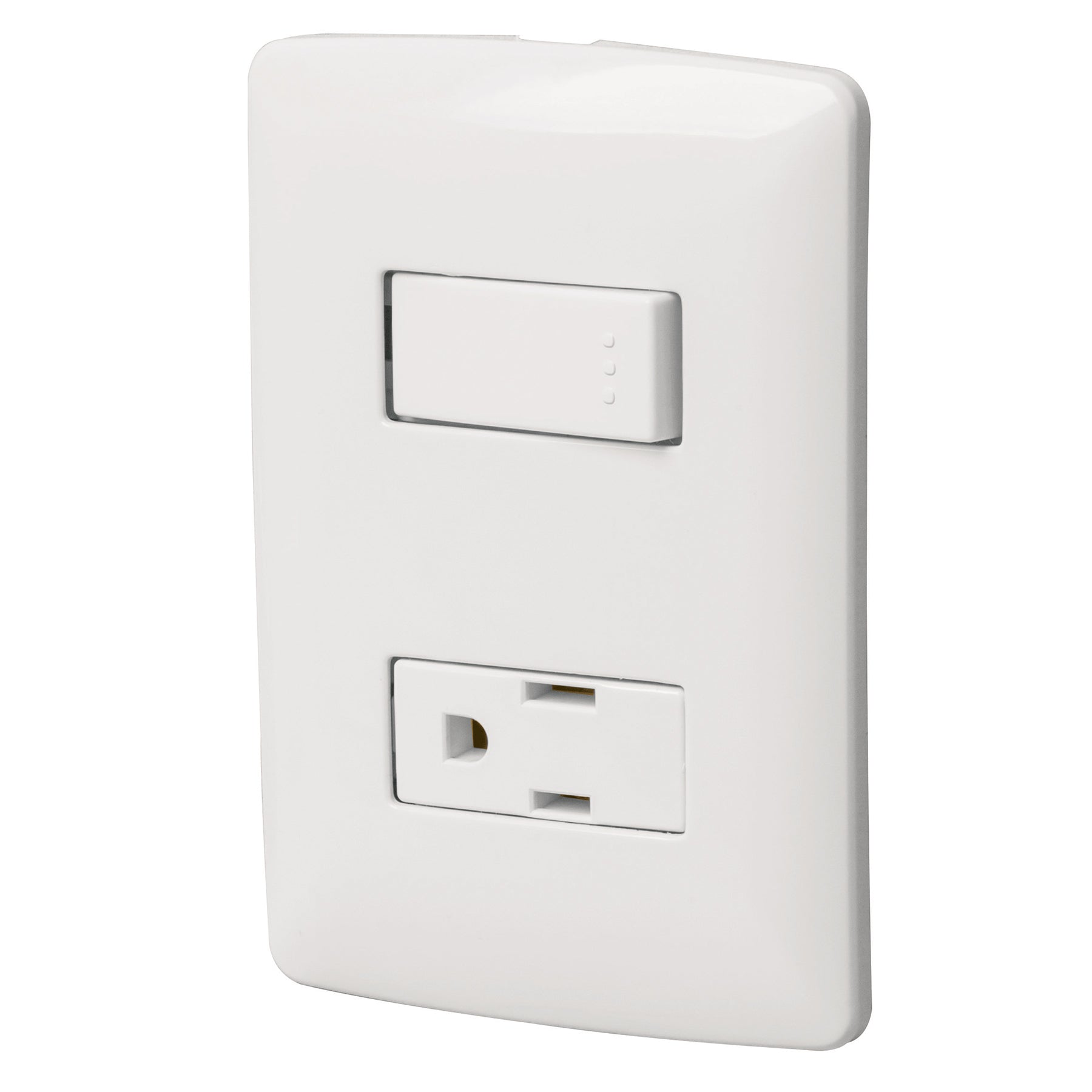 Placa armada contacto e interruptor, blanco, linea Italiana
