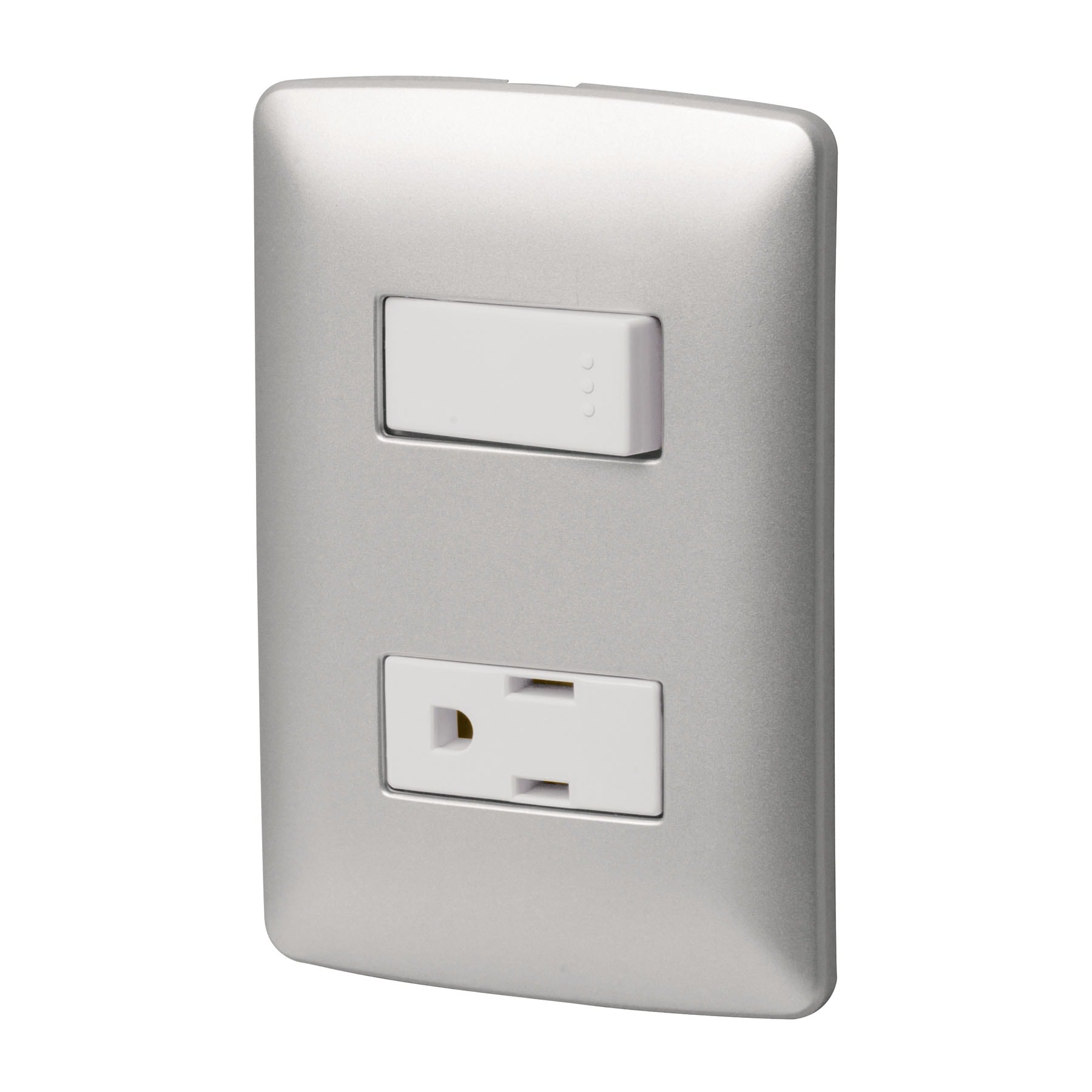 Placa armada contacto e interruptor, plata, linea Italiana