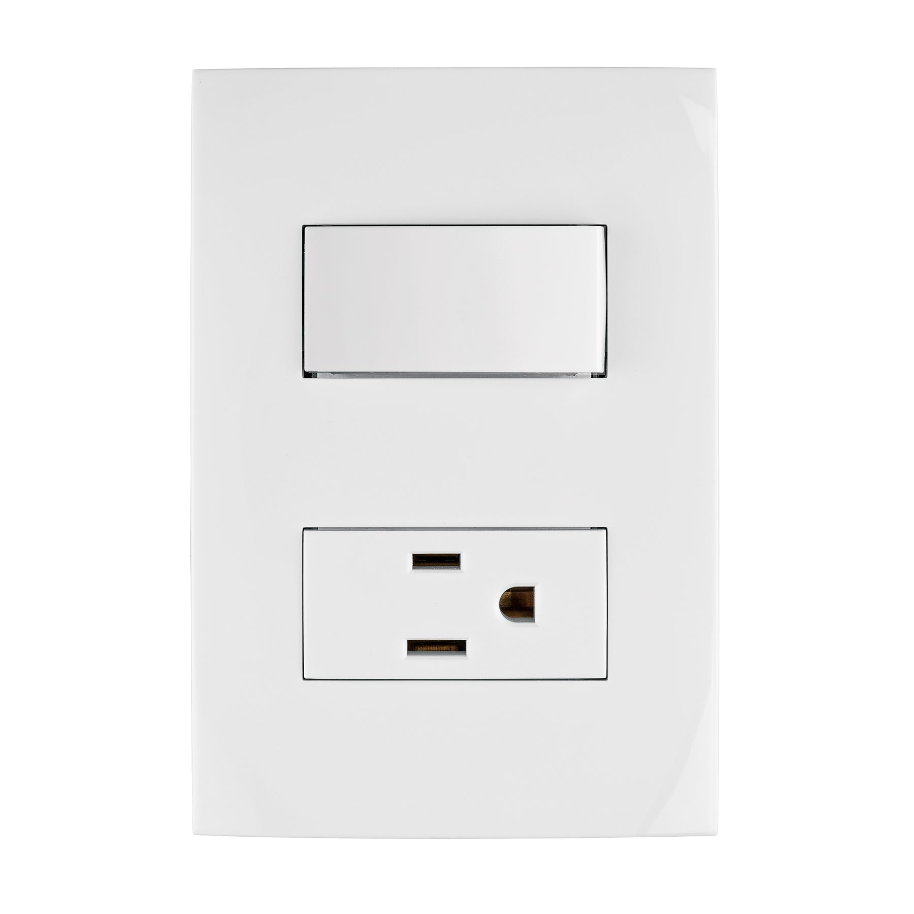 Placa armada contacto e interruptor, linea Oslo, blanco