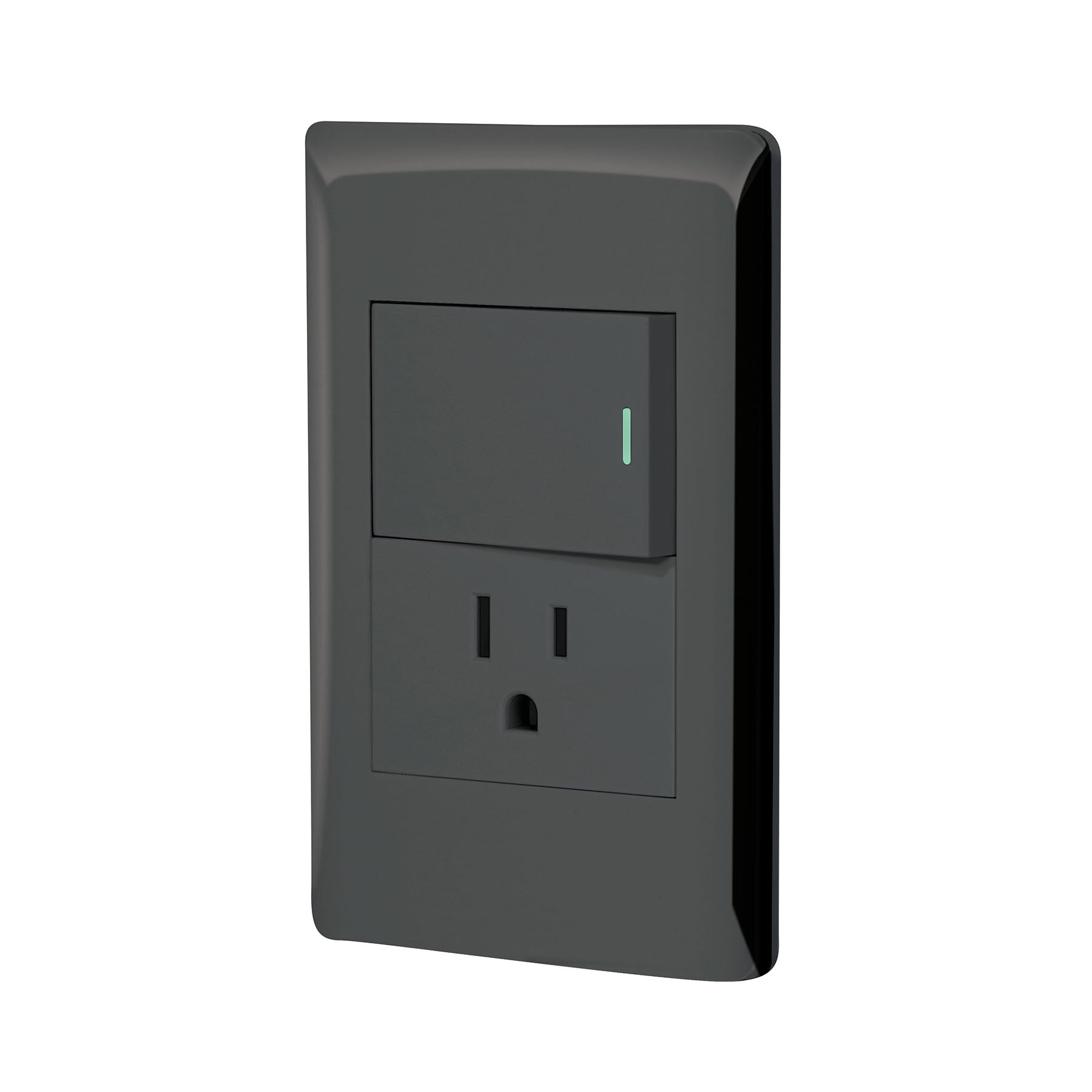Placa armada negra interruptor y contacto 1.5 mod, Lisboa