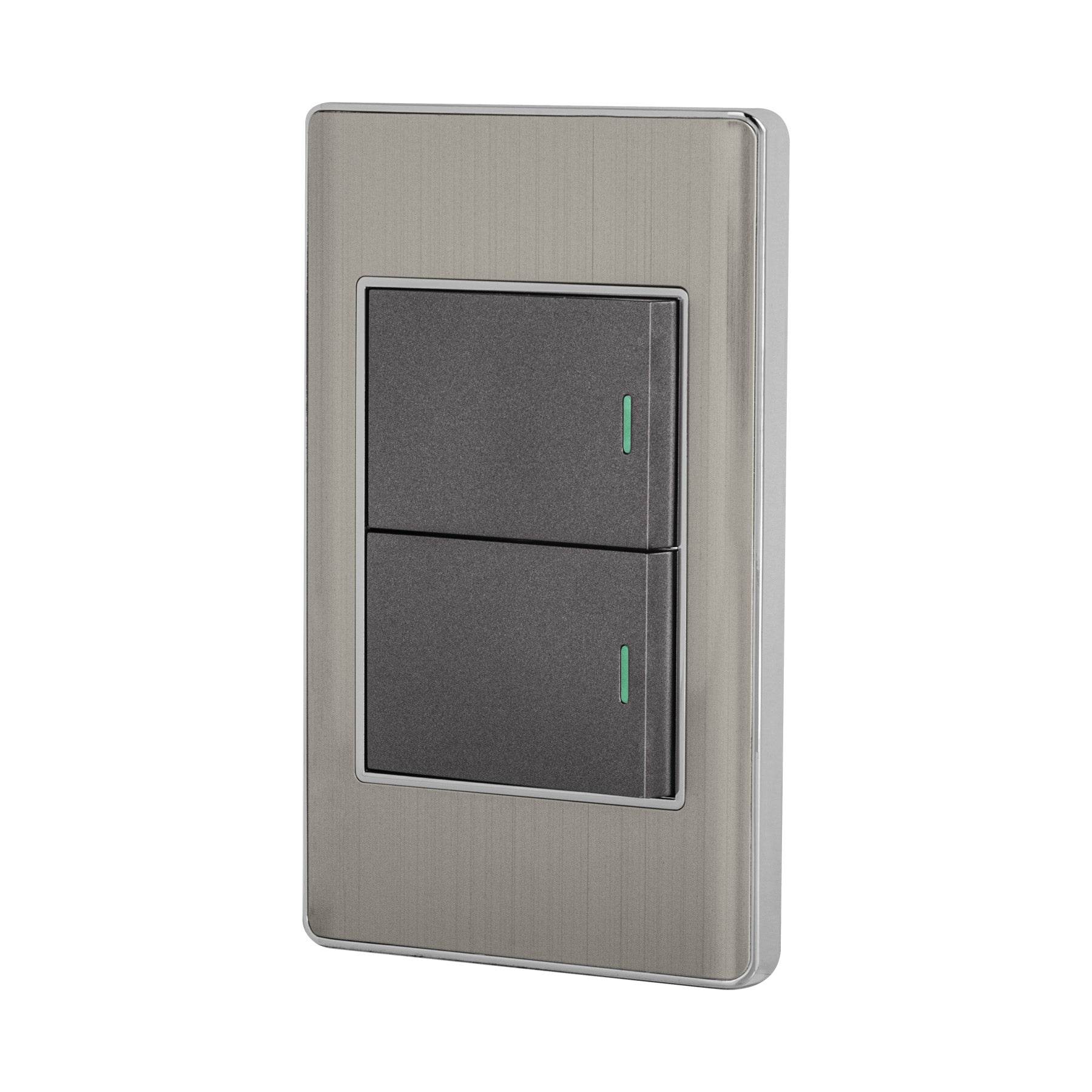 Placa armada acero inox 2 interruptores 1.5 modulos, Lisboa