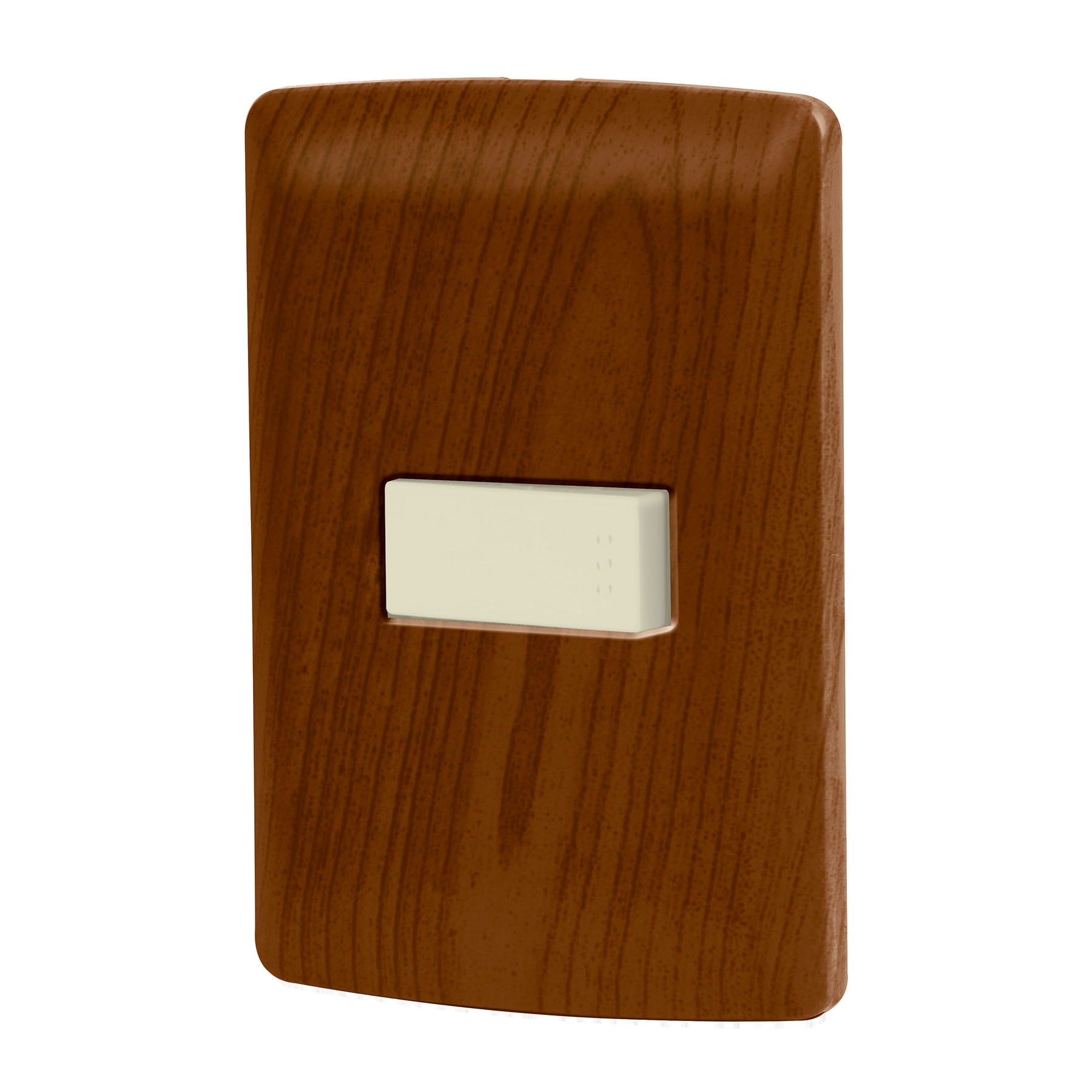 Placa armada 1 interruptor escalera, madera, linea Italiana