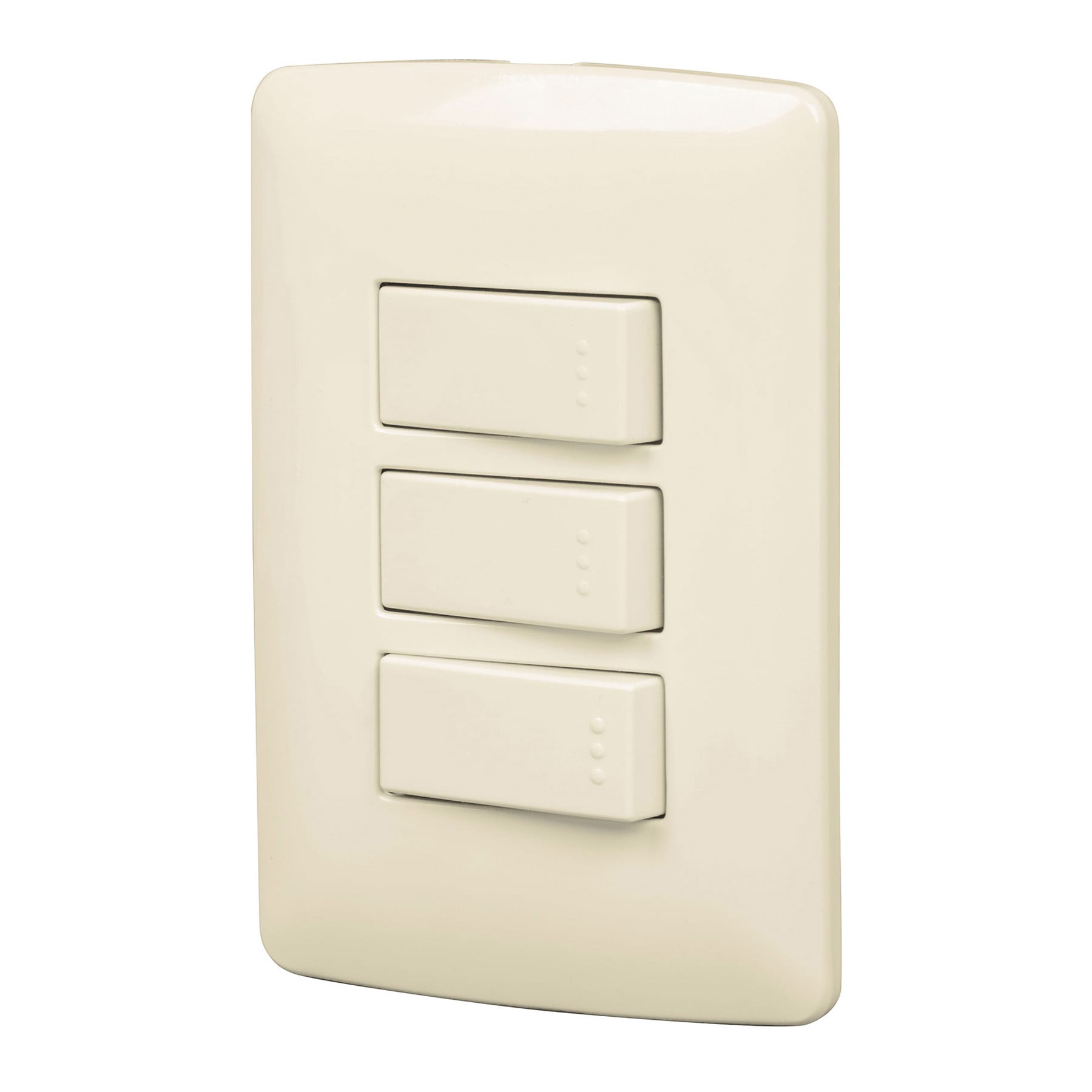 Placa armada 3 interruptores sencillos,marfil,linea Italiana