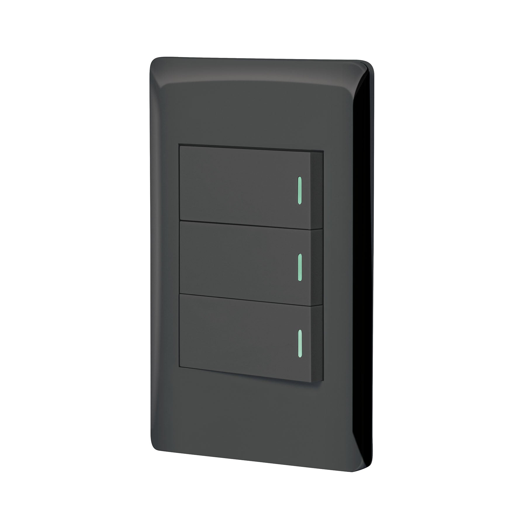 Placa armada negra 3 interruptores 1 modulo, Lisboa, Volteck