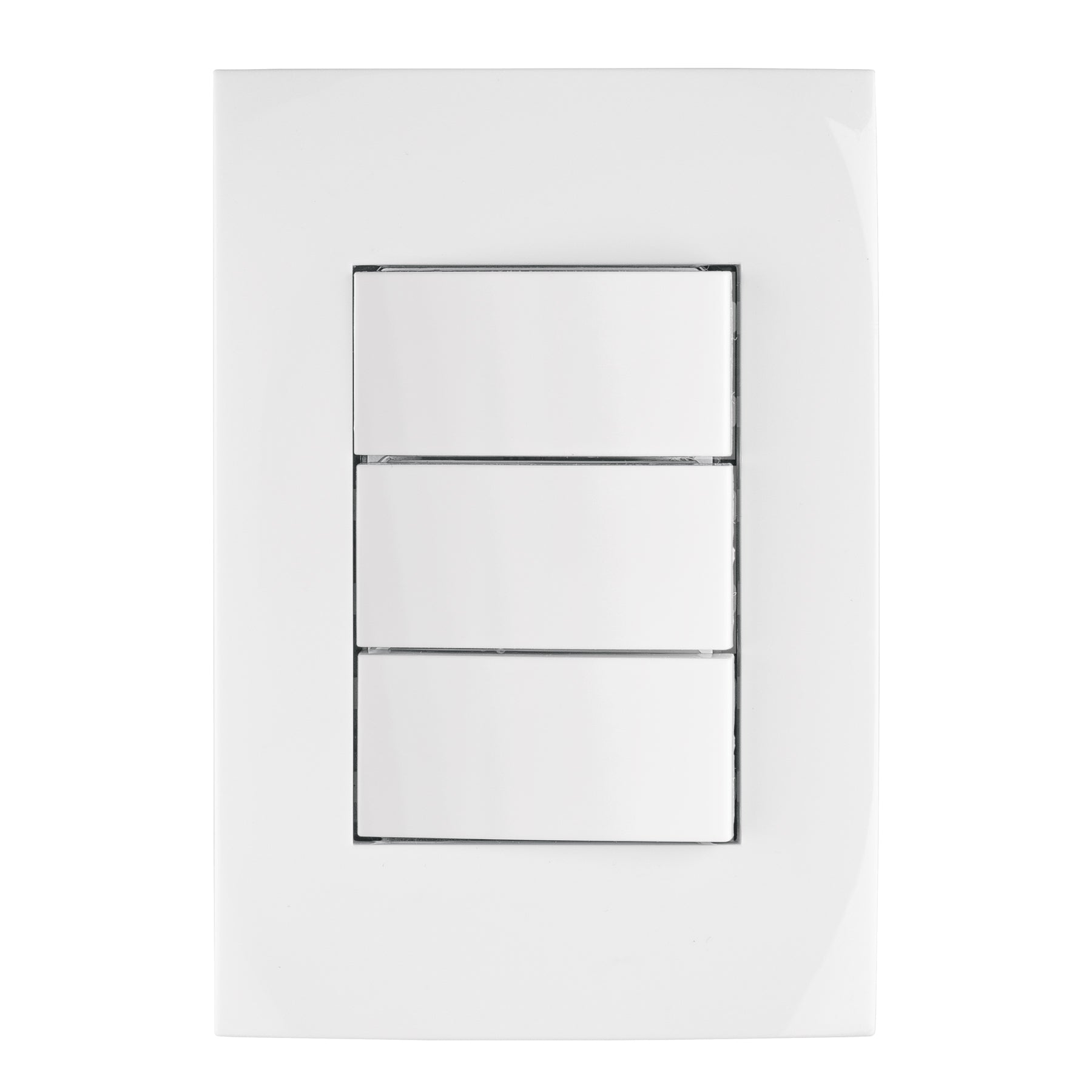Placa armada 3 interruptores sencillos, linea Oslo, blanco