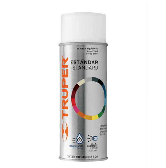 Pintura en aerosol, blanco brillante, bote tradicional,400ml