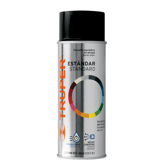 Pintura en aerosol, negro satín, bote tradicional, 400 ml