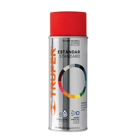 Pintura en aerosol, rojo seguridad, bote tradicional, 400 ml