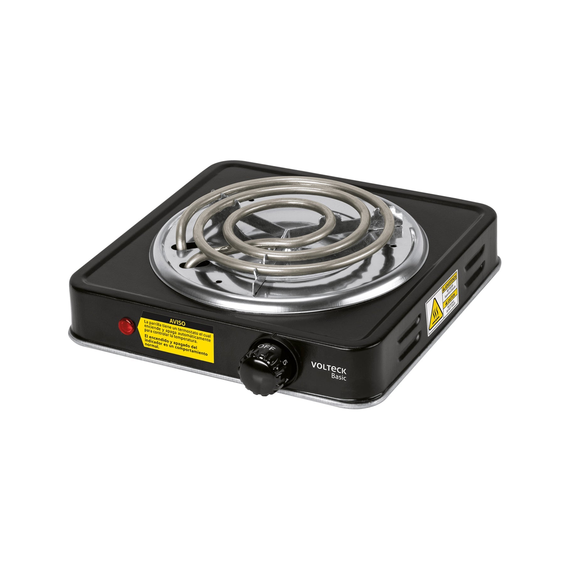 Parrilla electrica 1 quemador en espiral, negra, BASIC