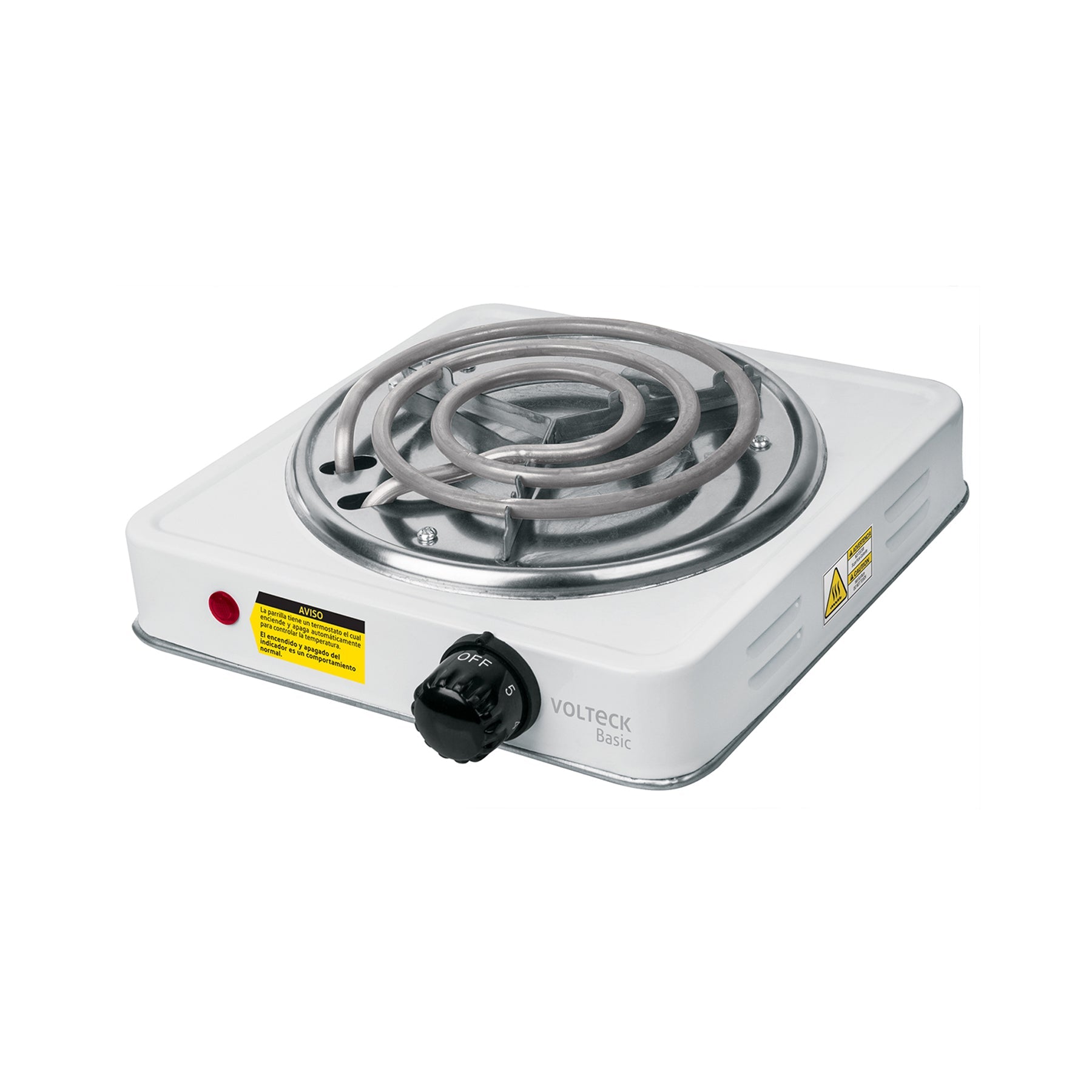 Parrilla electrica 1 quemador en espiral, blanca, BASIC