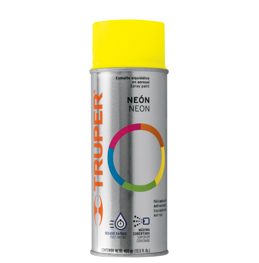 Pintura en aerosol, amarillo neon, bote tradicional, 400 ml