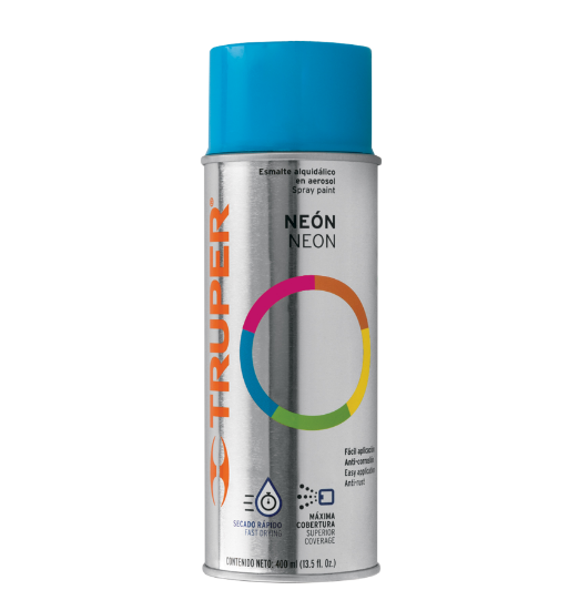 Pintura en aerosol, azul neon, bote tradicional, 400 ml