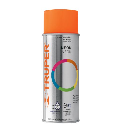 Pintura en aerosol, naranja neon, bote tradicional, 400 ml