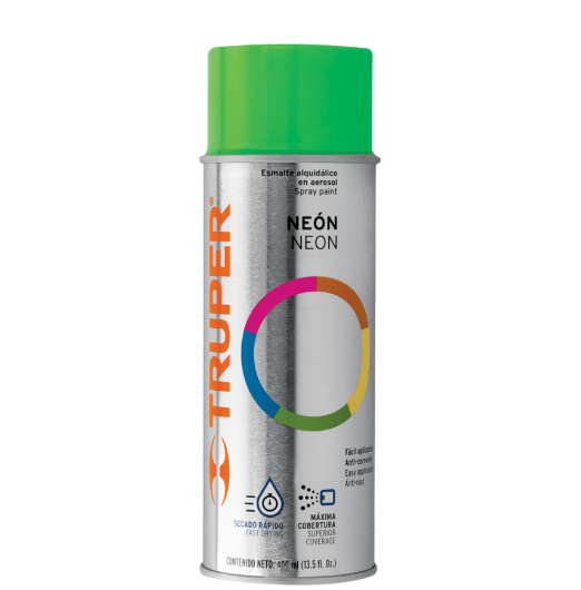 Pintura en aerosol, verde neon, bote tradicional, 400 ml