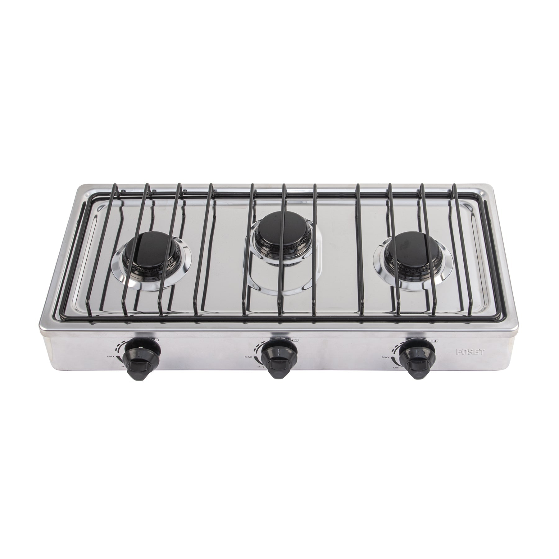 Parrilla de gas de sobreponer 3 quemadores, inox, Foset