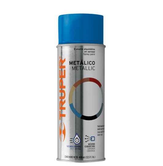Pintura en aerosol, azul metalico, bote tradicional, 400 ml