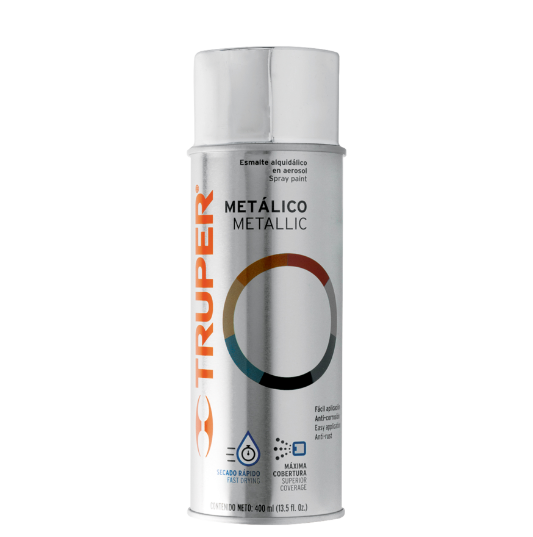 Pintura en aerosol, cromo metalico, bote tradicional, 400 ml