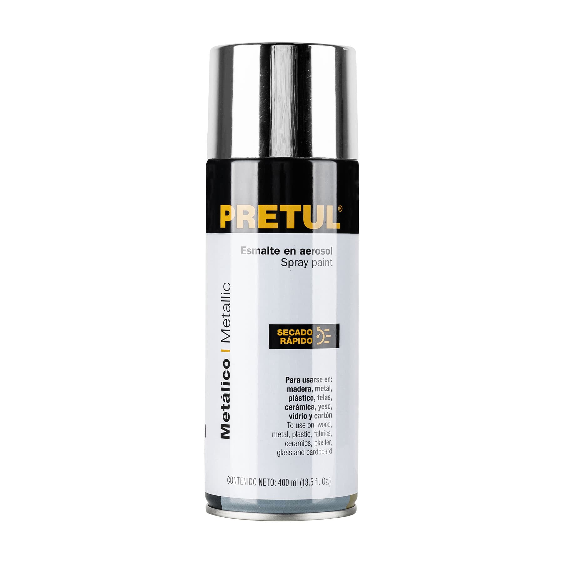 Pintura en aerosol metalica, cromo, 400ml, Pretul