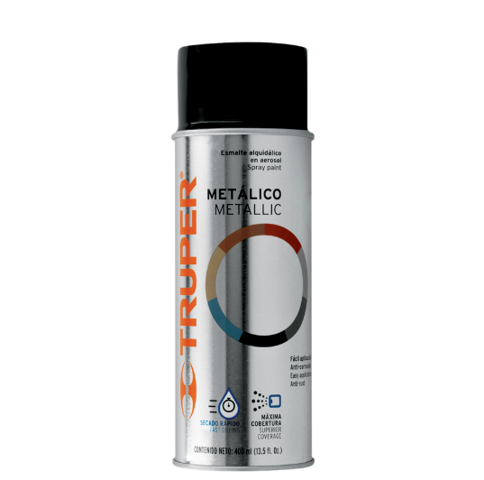 Pintura en aerosol, negro metalico, bote tradicional, 400 ml