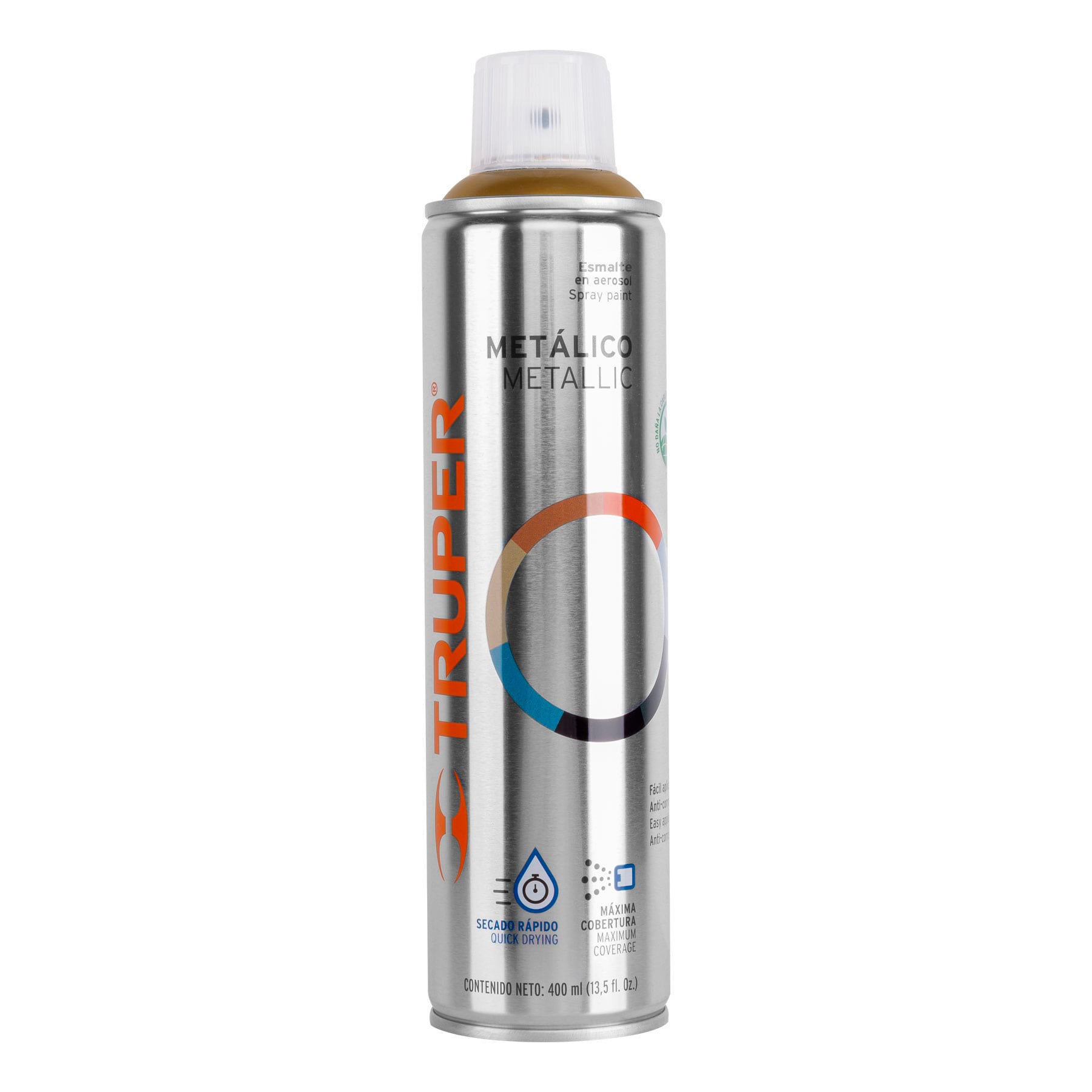 Pintura en aerosol, oro metalico, bote esbelto, 400 ml