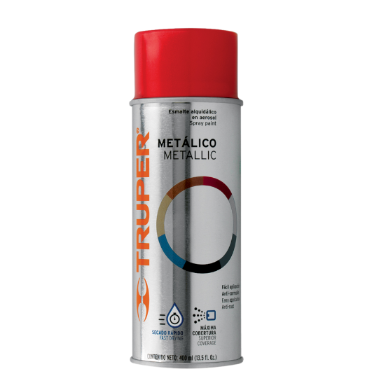 Pintura en aerosol, rojo metalico, 400 ml,Truper