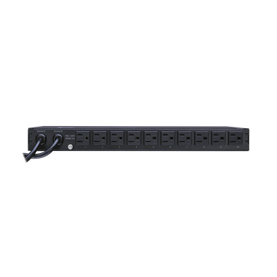 CYBERPOWER - PDU ATS (Fuente Redundante Auto-transferible) Medible, Para Distribución de Energía, 2 Entradas 120 Vca NEMA5-15P, Con 10 Salidas NEMA 5-15R, Horizontal 19in, 1UR
