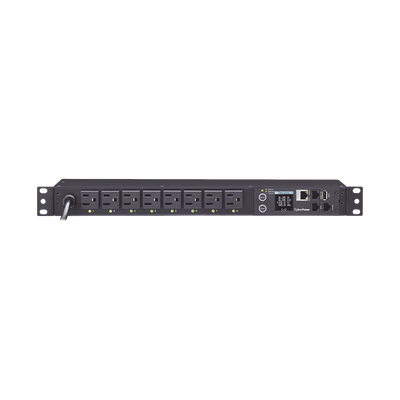 CYBERPOWER - PDU Switchable por Toma, Para Distribución de Energía, Entrada 120 Vca NEMA 5-15P, Con 8 Salidas NEMA 5-15R, Horizontal 19in, 1UR