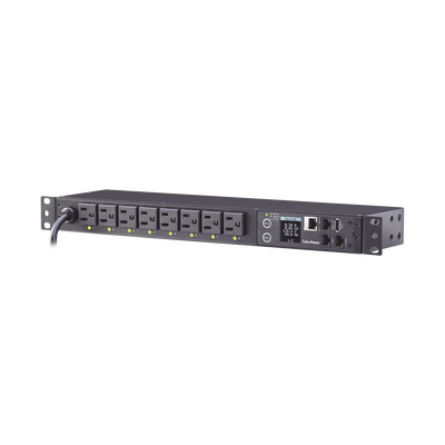 CYBERPOWER - PDU Switchable por Toma, Para Distribución de Energía, Entrada 120 Vca NEMA 5-15P, Con 8 Salidas NEMA 5-15R, Horizontal 19in, 1UR