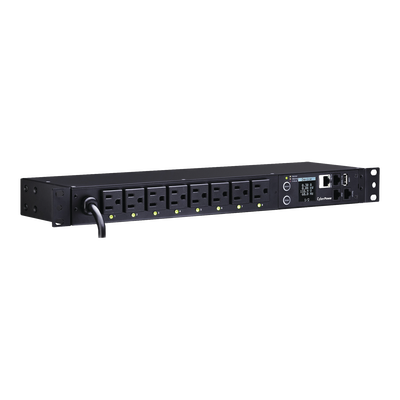 CYBERPOWER - PDU Switchable por Toma, Para Distribución de Energía, Entrada 120 Vca NEMA 5-15P, Con 8 Salidas NEMA 5-15R, Horizontal 19in, 1UR
