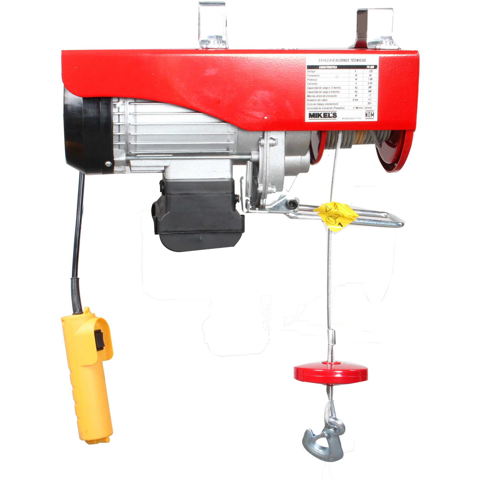 Polipasto eléctrico (400 kgs, cable 12 mts)