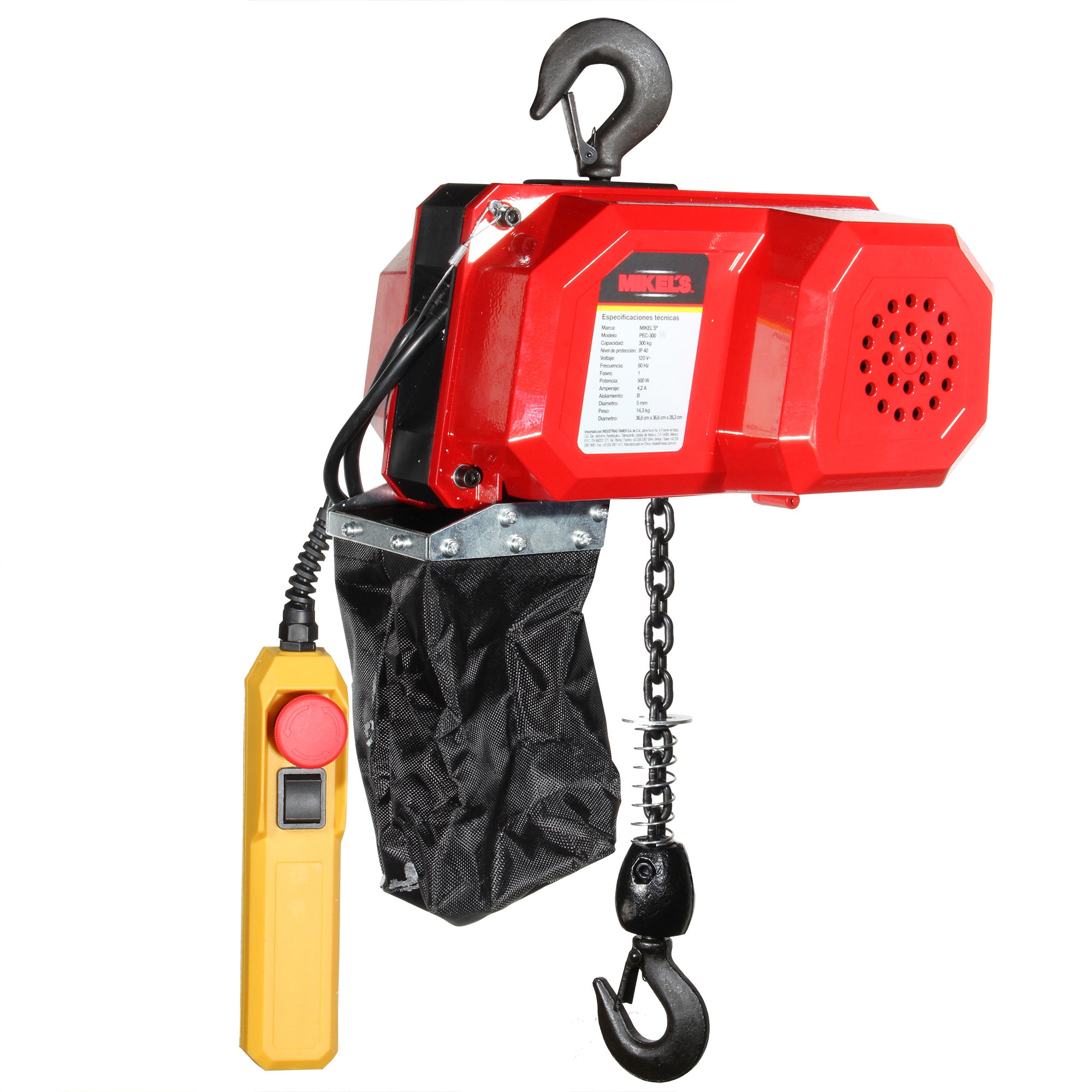Polipasto eléctrico (300 kgs, cadena 3 mts)