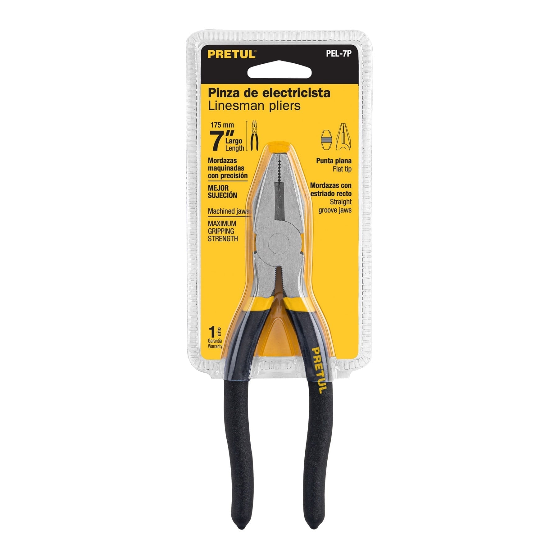 Pinza para electricista 7' mango de PVC, Pretul