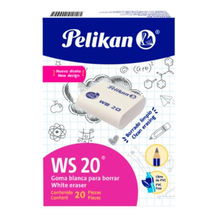 PELIKAN - Borrador Pelikan WS-20 Lápiz Blanco C/20 Pzas