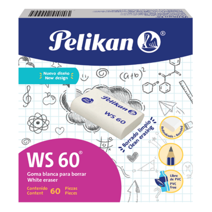 PELIKAN - Borrador Pelikan WS-60 Lápiz Blanco C/60