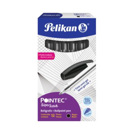 PELIKAN - Bolígrafo Pelikan Pointec Punto Mediano 0.7mm Color Negro C/12 Pzas