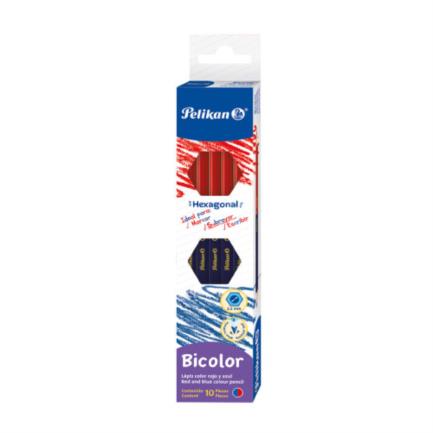PELIKAN - Lápiz Bicolor Pelikan Hexagonal Rojo-Azul C/10 Pzas