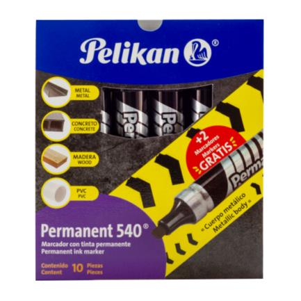 PELIKAN - Marcador Pelikan Permanente 540 Color Negro C/10 Pzas