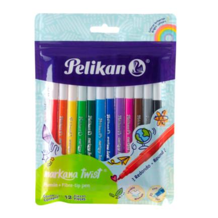 PELIKAN - Marcador Pelikan Markana Twist Colores Surtidos Bolsa C/12 Pzas