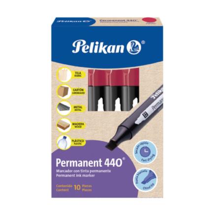PELIKAN - Marcador Pelikan Permanente 440 Color Rojo C/10 Pzas