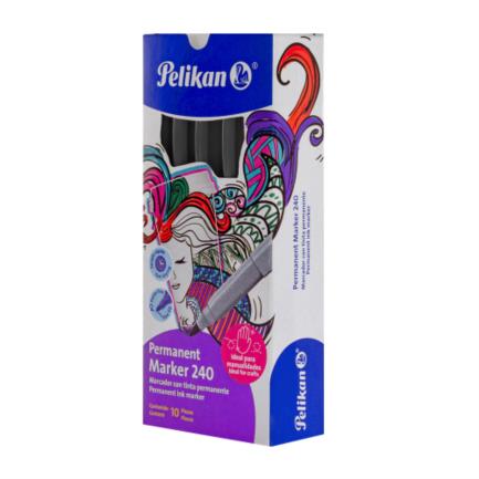 PELIKAN - Marcador Permanente Pelikan 240 Color Negro C/10 Pzas