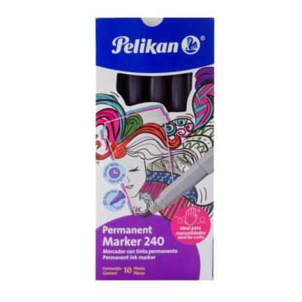 PELIKAN - Marcador Permanente Pelikan 240 Color Negro C/10 Pzas