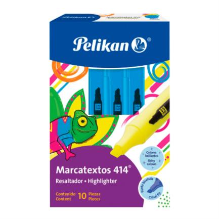 PELIKAN - Marcador Resaltador Pelikan 414 Color Azul C/10 Pzas