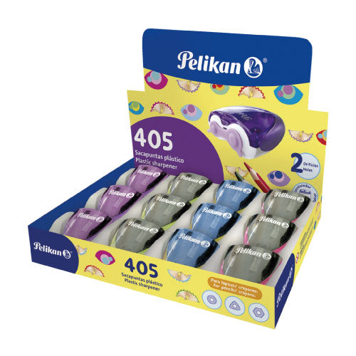PELIKAN - Sacapuntas Pelikan Plástico 405 con Depósito C/12 Pzas