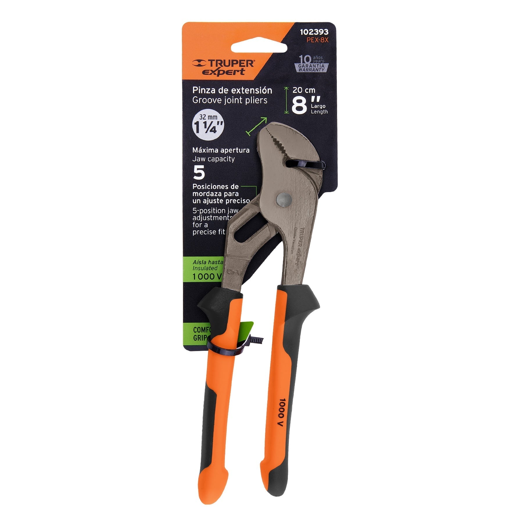 Pinzas de extension 8' mango Comfort Grip, Truper Expert