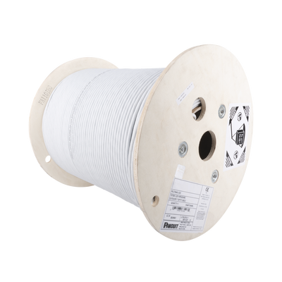 PANDUIT - Bobina de Cable Blindado F/UTP de 4 Pares, Cat6A, Soporte de Aplicaciones 10GBase-T, LSZH (Libre de Gases Tóxicos), Color Blanco, 305 Metros (1000 Pies)