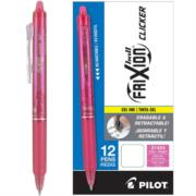 PILOT PEN - Bolígrafo Pilot Frixion Clicker Borrable Retráctil Color Rosa Caja C/12 Pzas